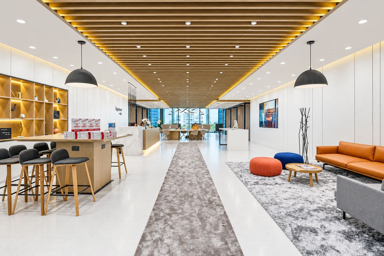 Reception and lounge seating at Asia Square Tower 1