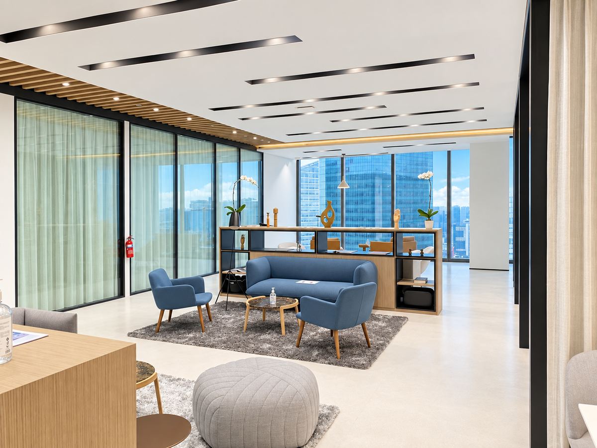 Soft seating, at Asia Square Tower 1