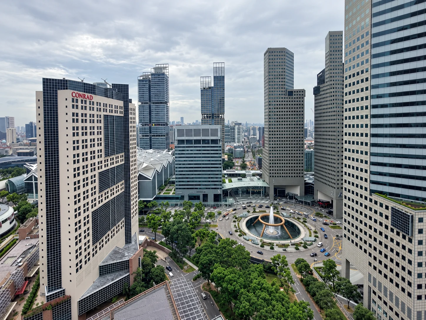 View from the Centennial Tower office towards Suntec City and the Fountain of Wealth