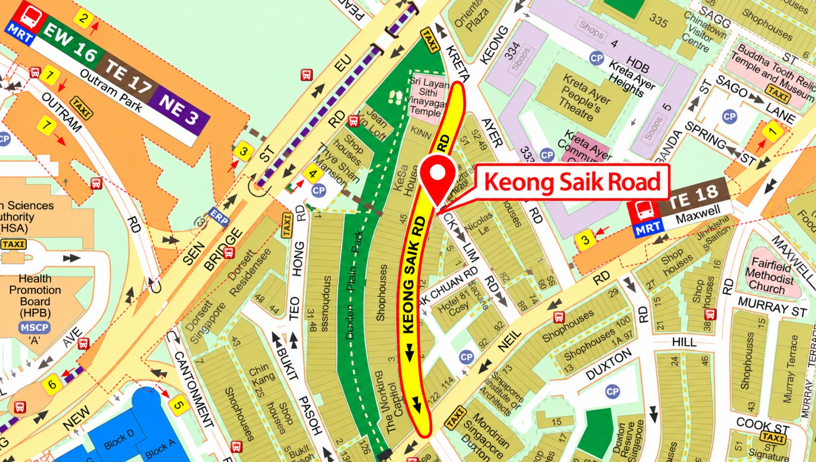 Supplied map highlighting Keong Saik Road