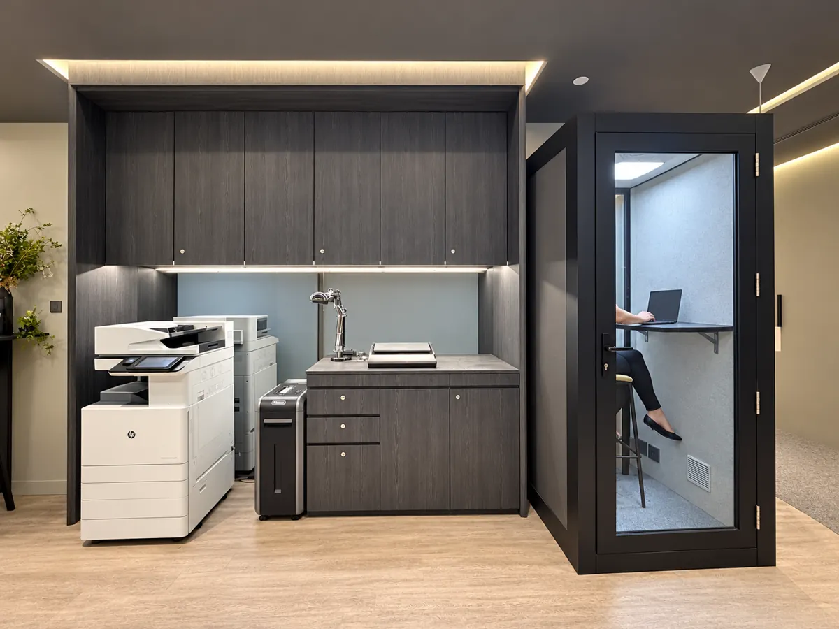 Printing area and phone booth at Keppel Bay Tower Level 13