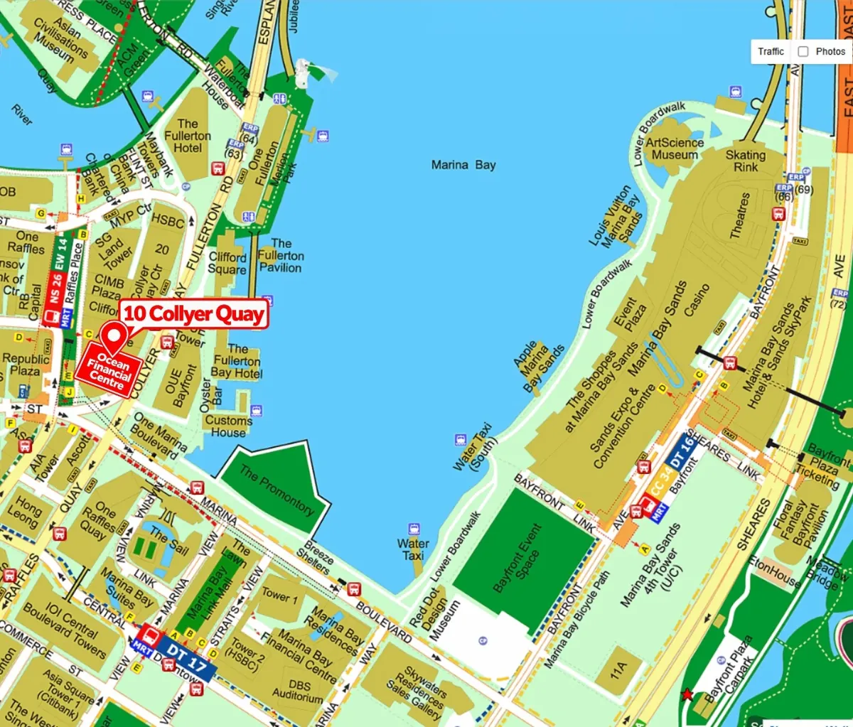 Location map of Ocean Financial Centre at 10 Collyer Quay