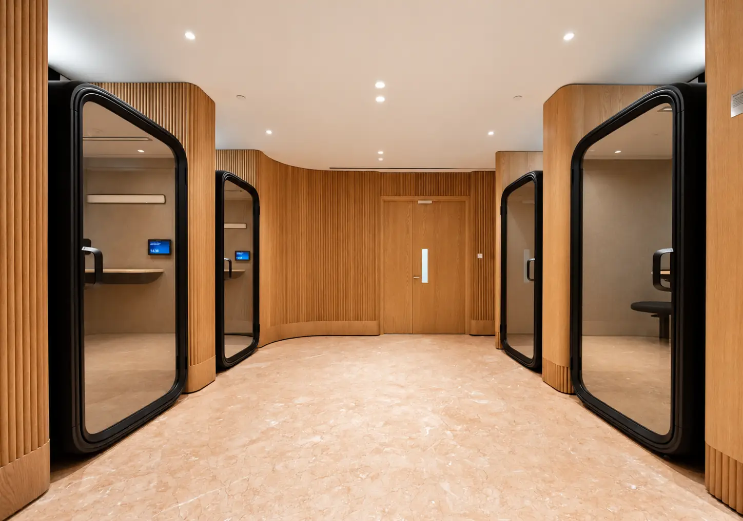 Phone booths, at Ocean Financial Centre