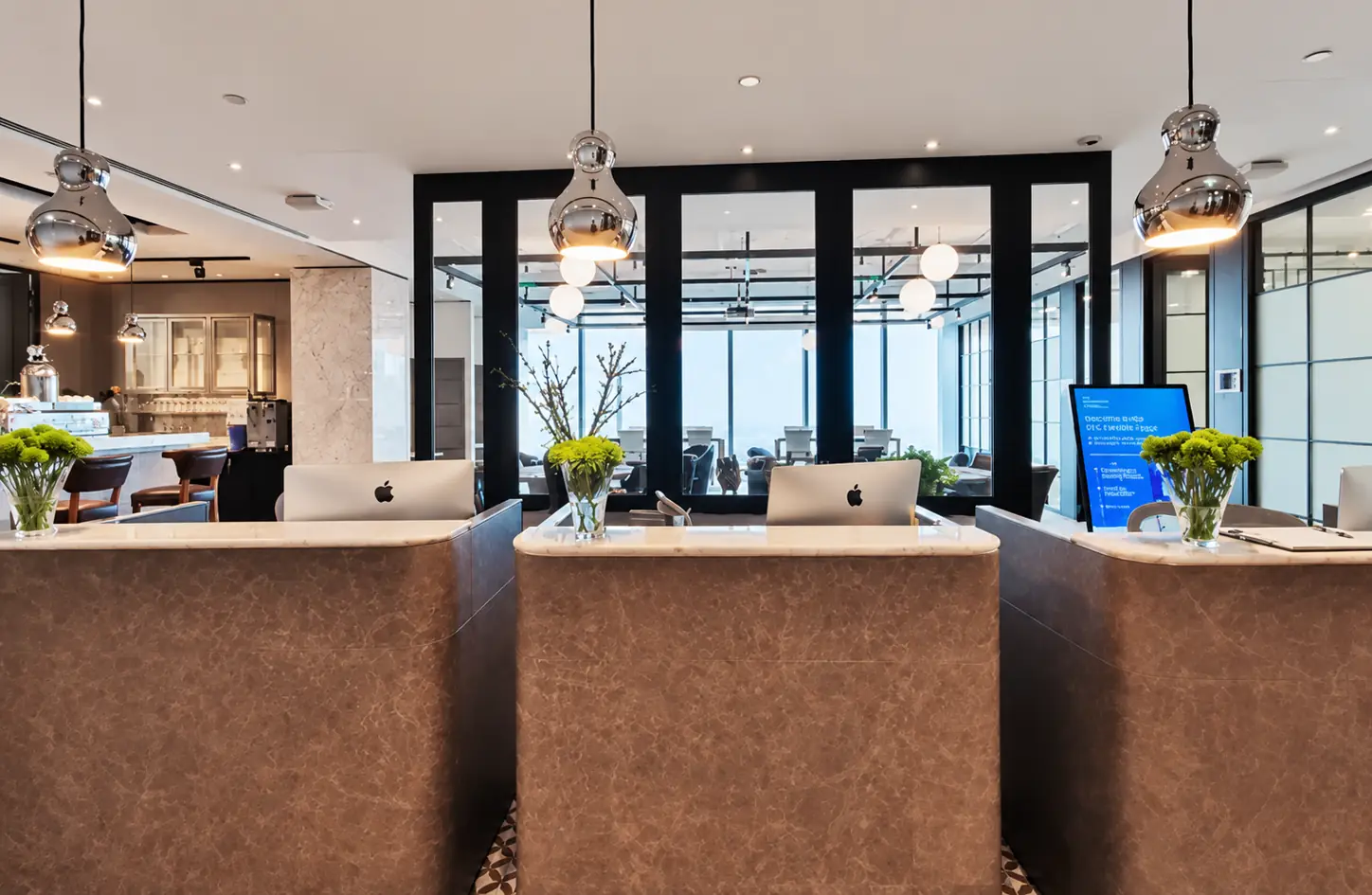 Reception counter, at Ocean Financial Centre
