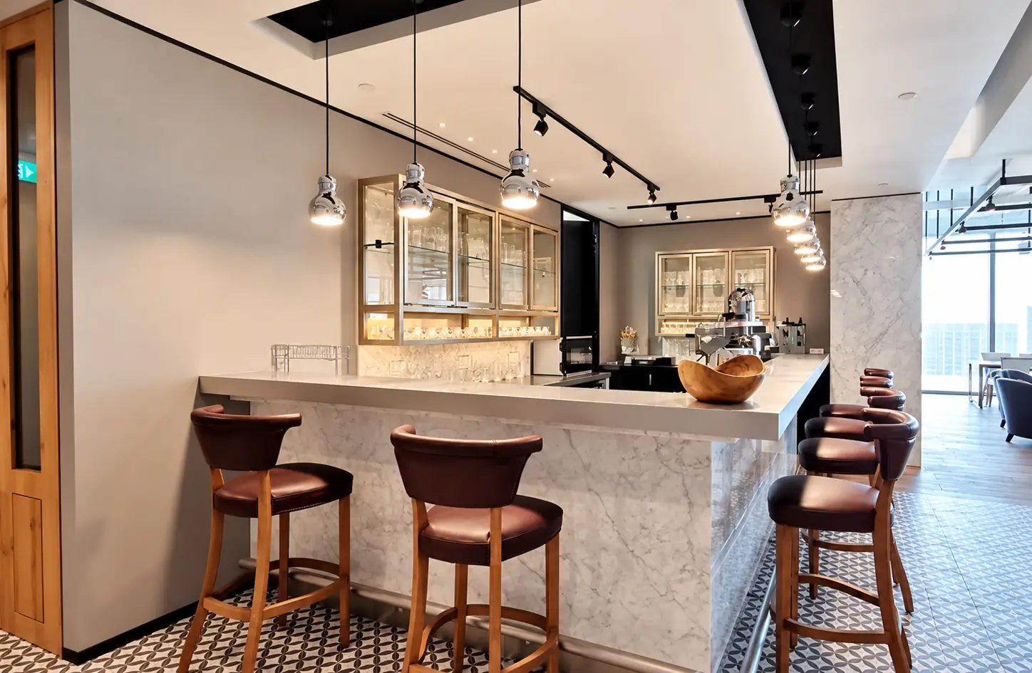 Café counter seating, at Ocean Financial Centre