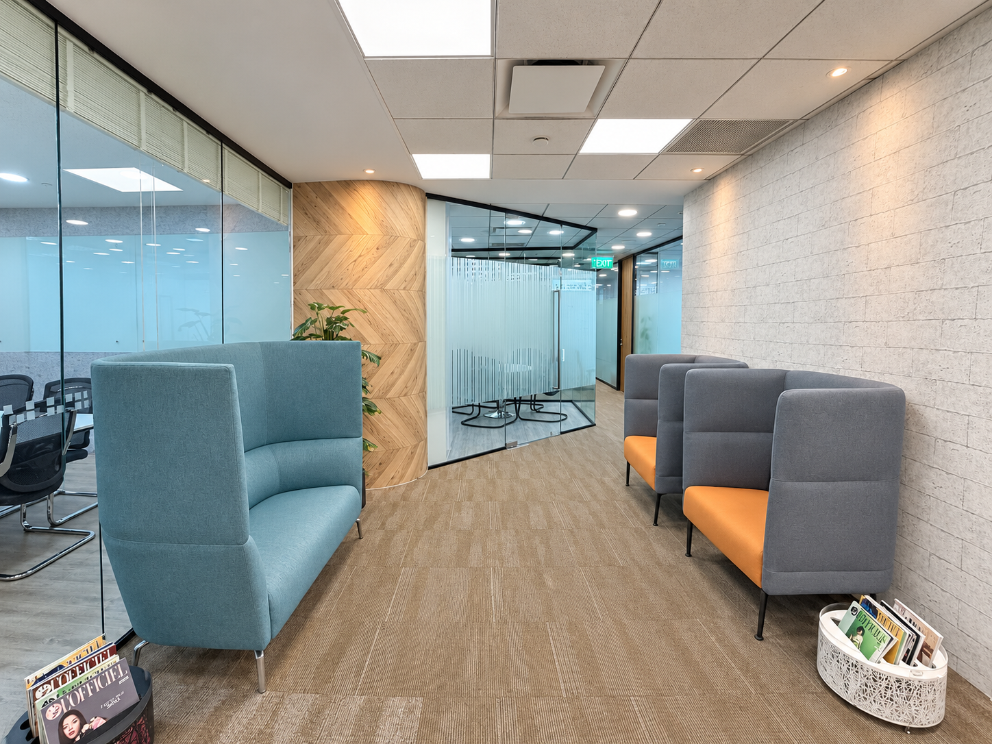 Shared seating booths at Shaw House