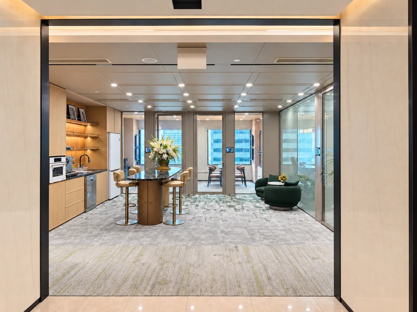 Shared lounge and pantry at Suntec Tower 2 Level 13