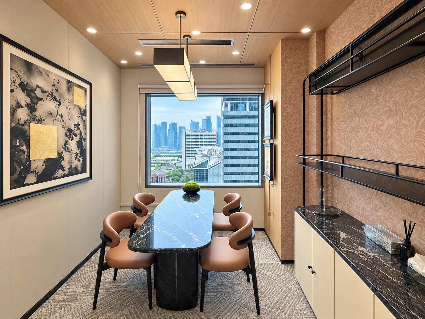 Shared table by the window at Suntec Tower 2 Level 13