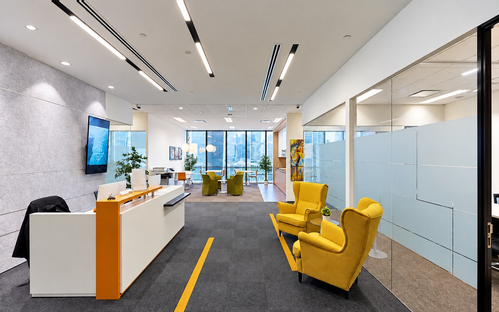 Reception and shared seating at Tokio Marine Centre Level 19