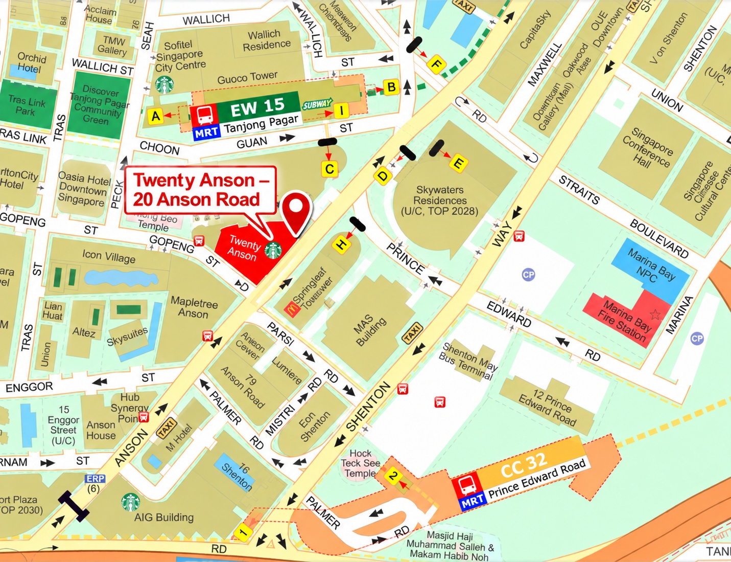 Supplied location map highlighting Twenty Anson at 20 Anson Road